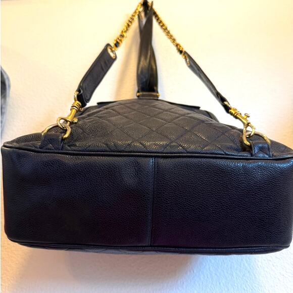 Chanel Vintage Navy Caviar Lambskin Backpack 24k Gold Hardware 80s 90s